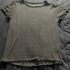 Black and white striped shirt with ruffles